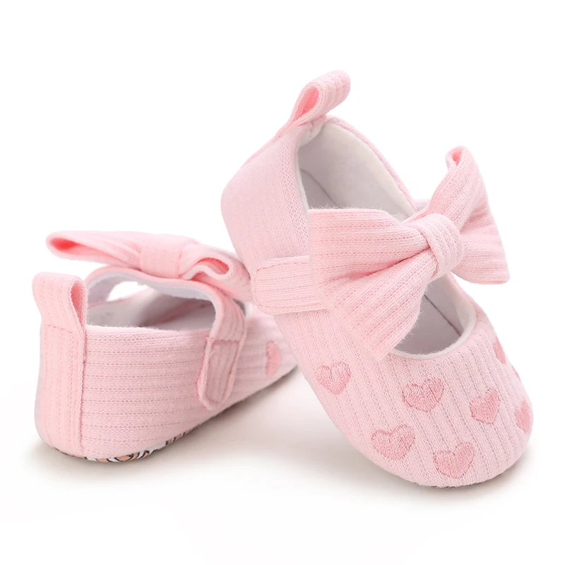 0-18 M Mooie Roze Lente Herfst Stijl Mooie Boog Effen Kleur Prinses Schoenen 0-18 Maanden Baby casual Schoenen Pasgeboren Peuters