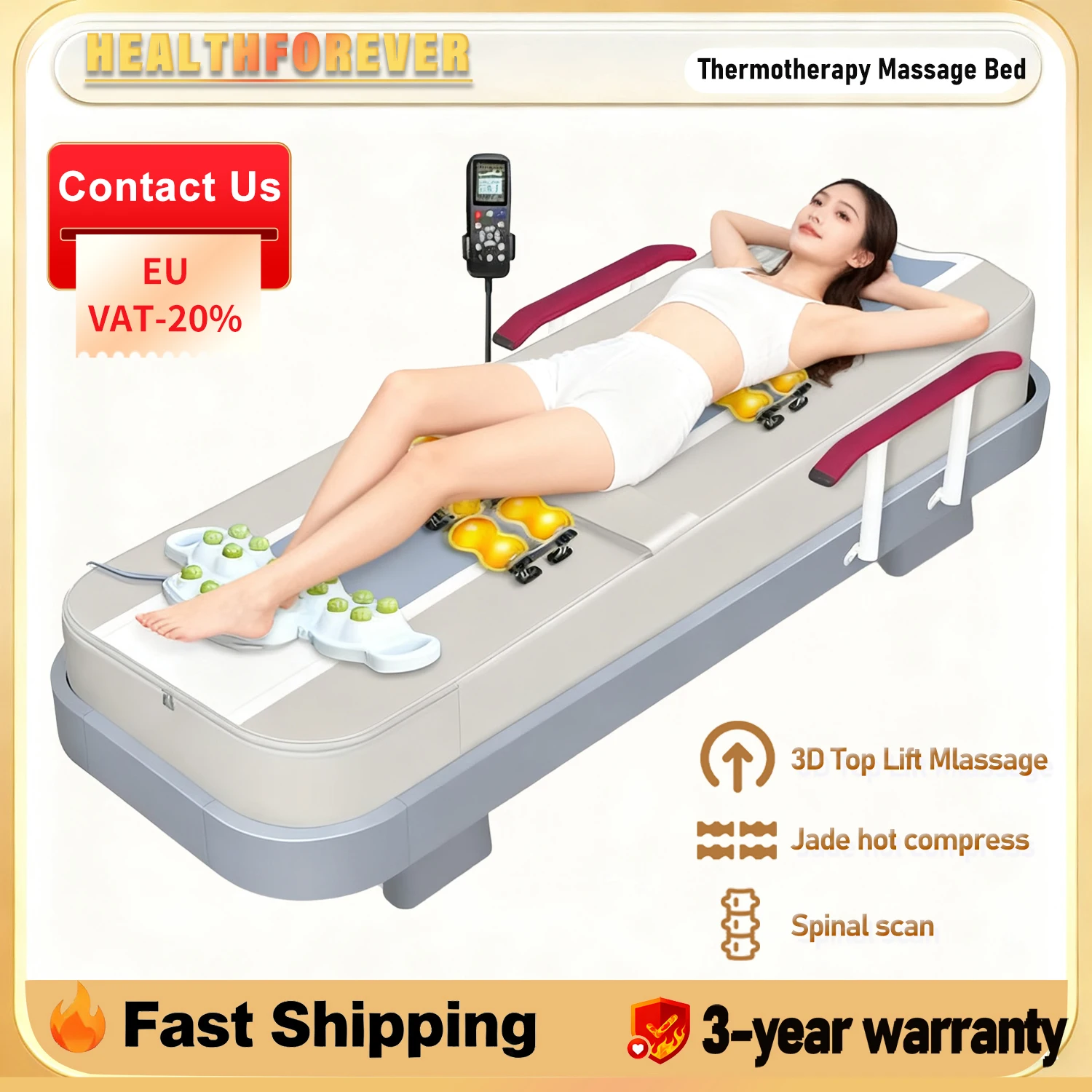 Heated Jade Stone Rolling Massage Bed 1