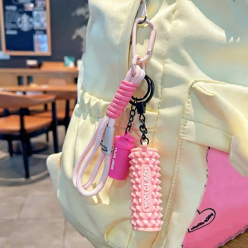 Silicone Gym Yoga Keychain Dumbbell Charm for Backpack Bag Purse Kettlebell Fitness Keychain Gift for Fitness Enthusiasts