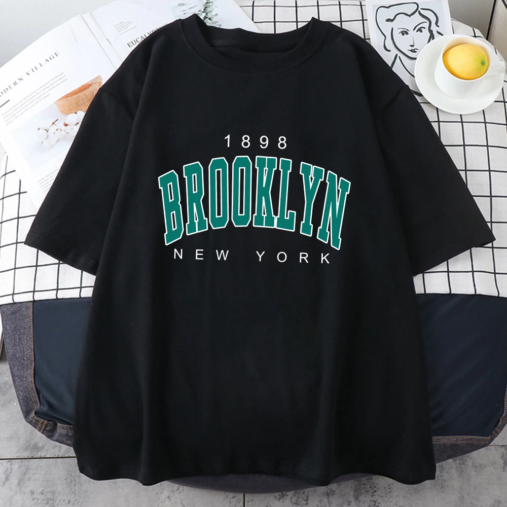 S2155e38753bb411a9d45f46a899e3f4e3 1898 Brooklyn New York Letter Printed Cotton T Shirts For Man Personality Street Hip Hop Clothing Oversize All-math Mens Tops