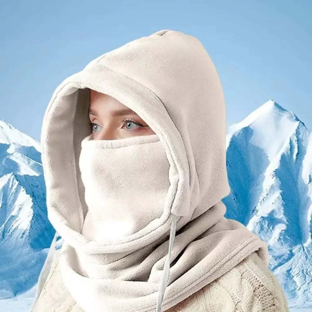 Polar Fleece Winter Balaclava Mütze Verdickte Winddichte Beanie-Mütze Atmungsaktives Kälteschutz-Set mit Integriertem Hut und Schal für Outdoor-Sport – Detail 2