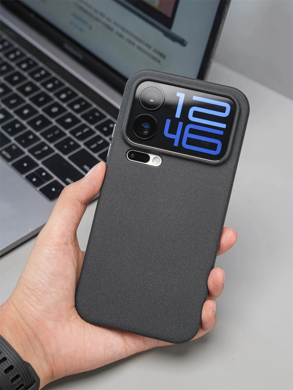 Luxury Solid Color Rock Sand Frosted Soft Silicone Case with Magnetic Wireless Charging Capability