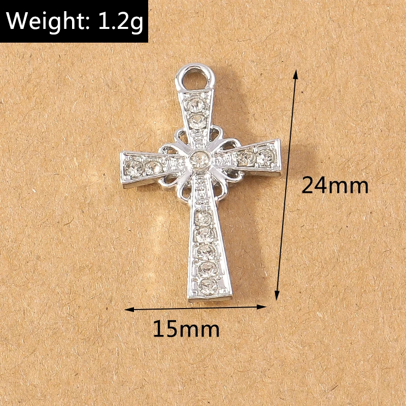 10 Stück 24*11mm Kristall Strass Kreuz Charms Anhänger für Halskette Ohrringe DIY handgemachte Schmuckherstellung Zubehör – Detail 3