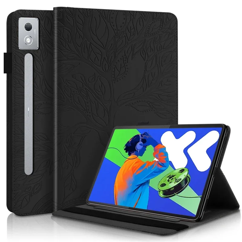 3D Tree Embossed Wallet Tablet Case