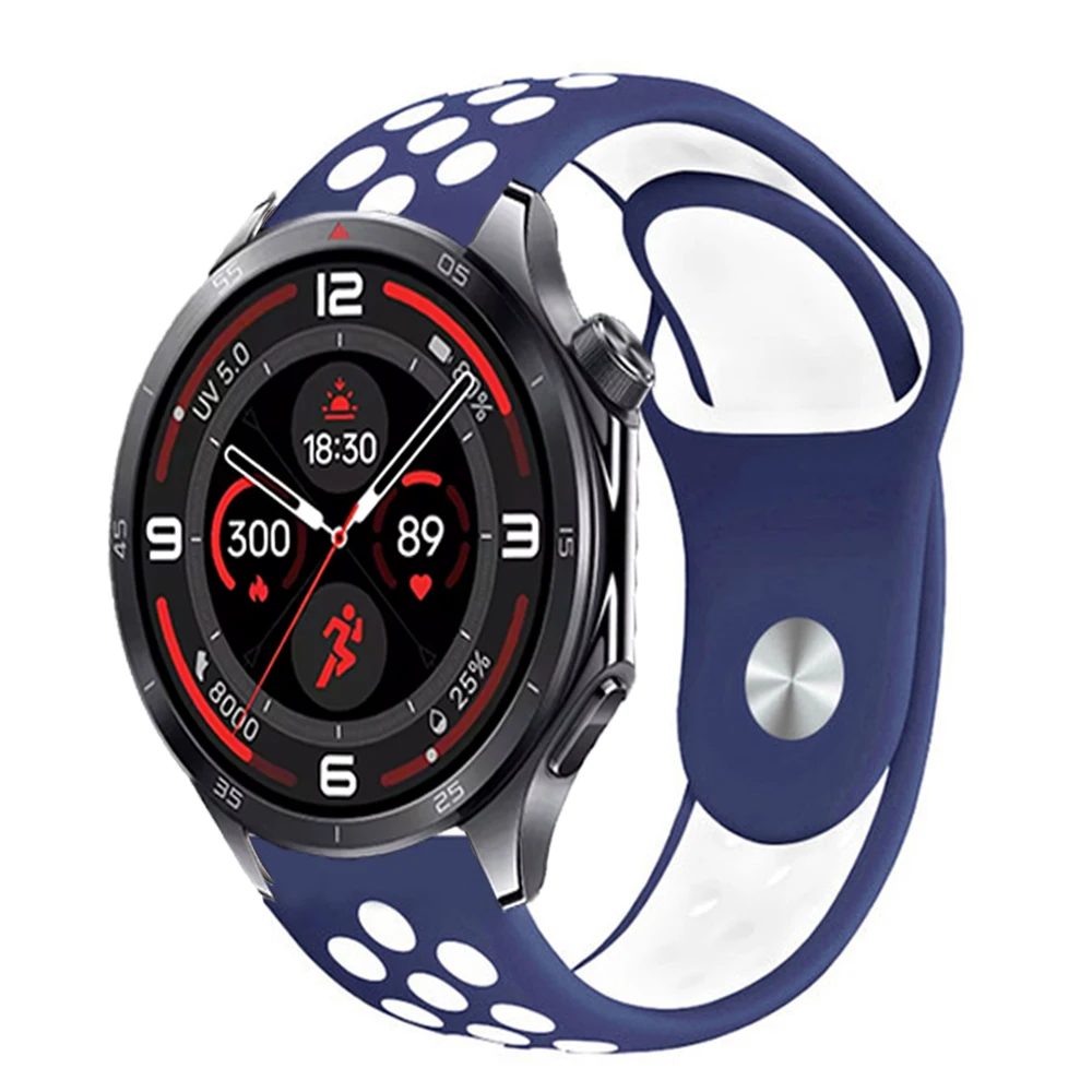 Two-Color Breathable Silicone Strap, 18/20/22mm