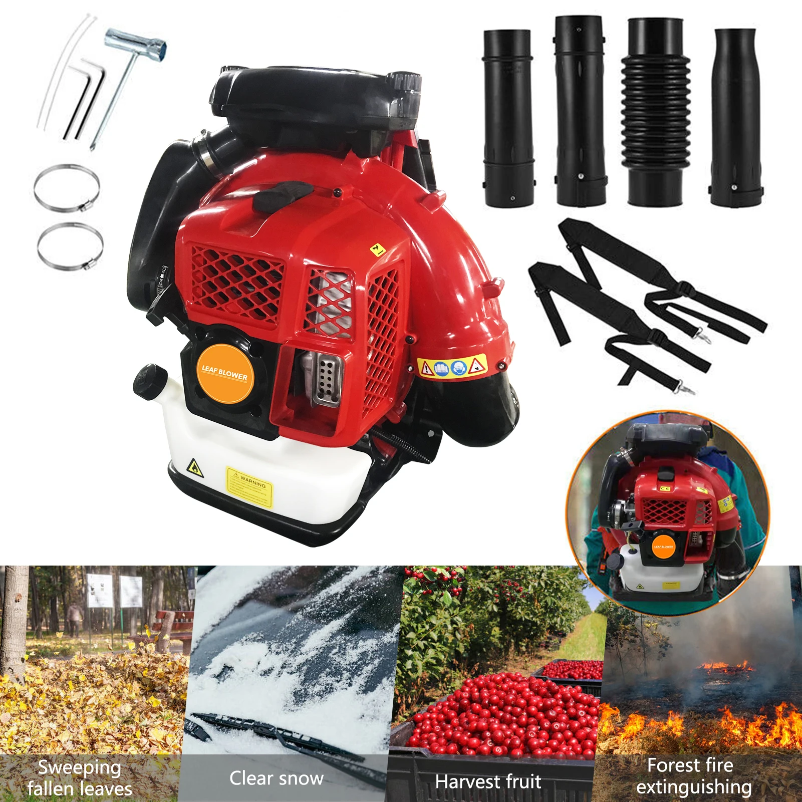 2-Stroke Engine 900CFM Air Volume 2.3L Tank 80CC Gas Powered Backpack Leaf and Snow Blower air blower electric blower