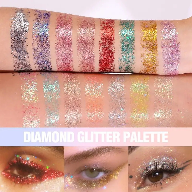 

Glitter Eye Shadow Palette 15 Colors Makeup Eye Kit Highly Pigmented Glitter Bright Creme Metal Sparkle Travel Eyeshadow Pallet