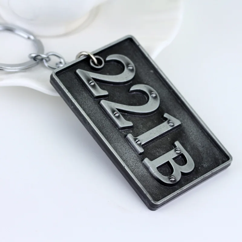 Movie Sherlock Metal Keychain Sherlock House Number 221B Nameplate