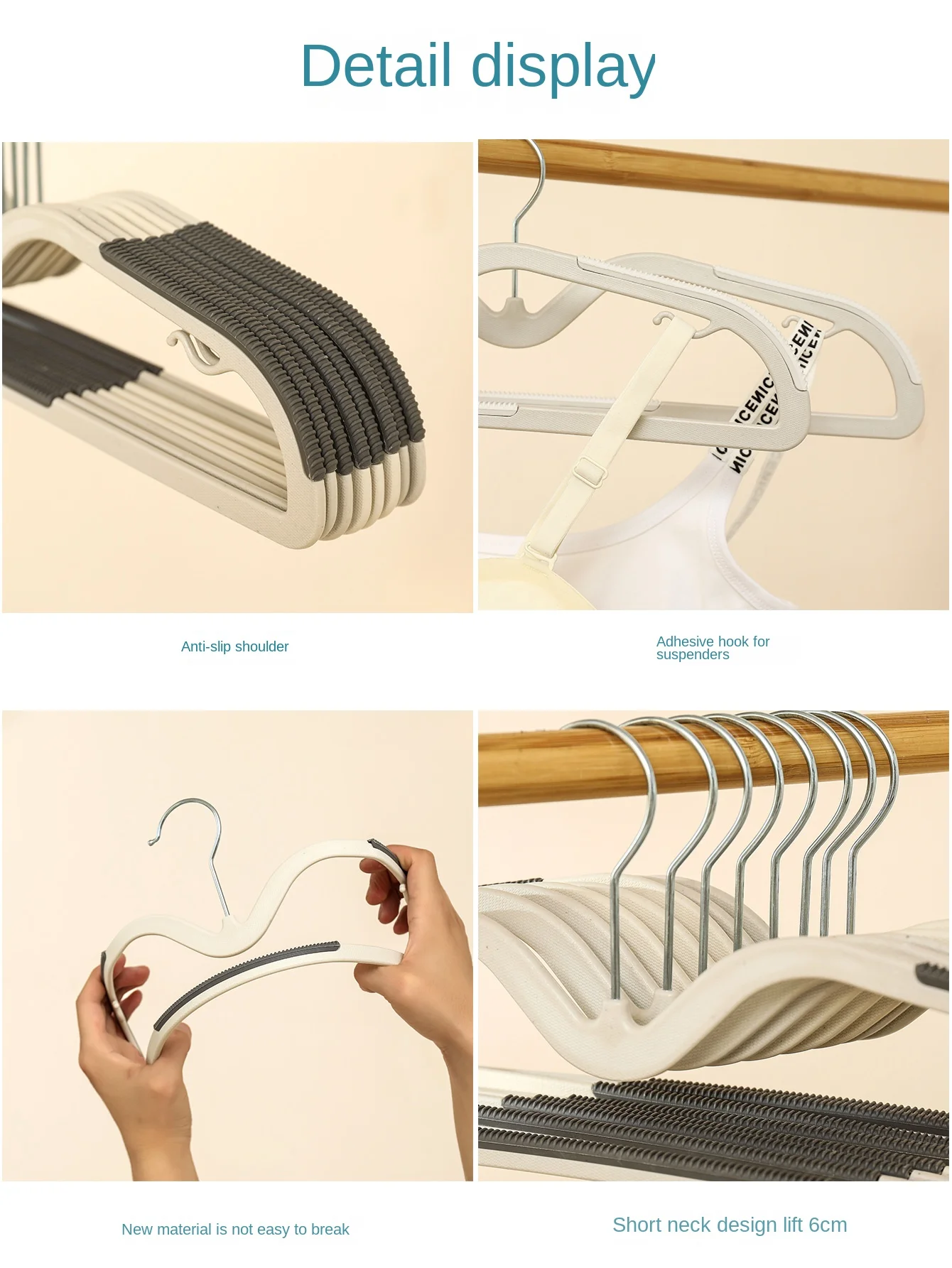 Non-Slip Plastic Hangers 10pcs Versatile Traceless Design For Clothes Bras More For Home Storage Retail Display