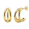 1 Pair 18K Gold Plated Stainless Steel Triple C Hoop Earrings Trendy Exaggerated Huggie Earring Hip Hop Jewelry Gifts for Women 3