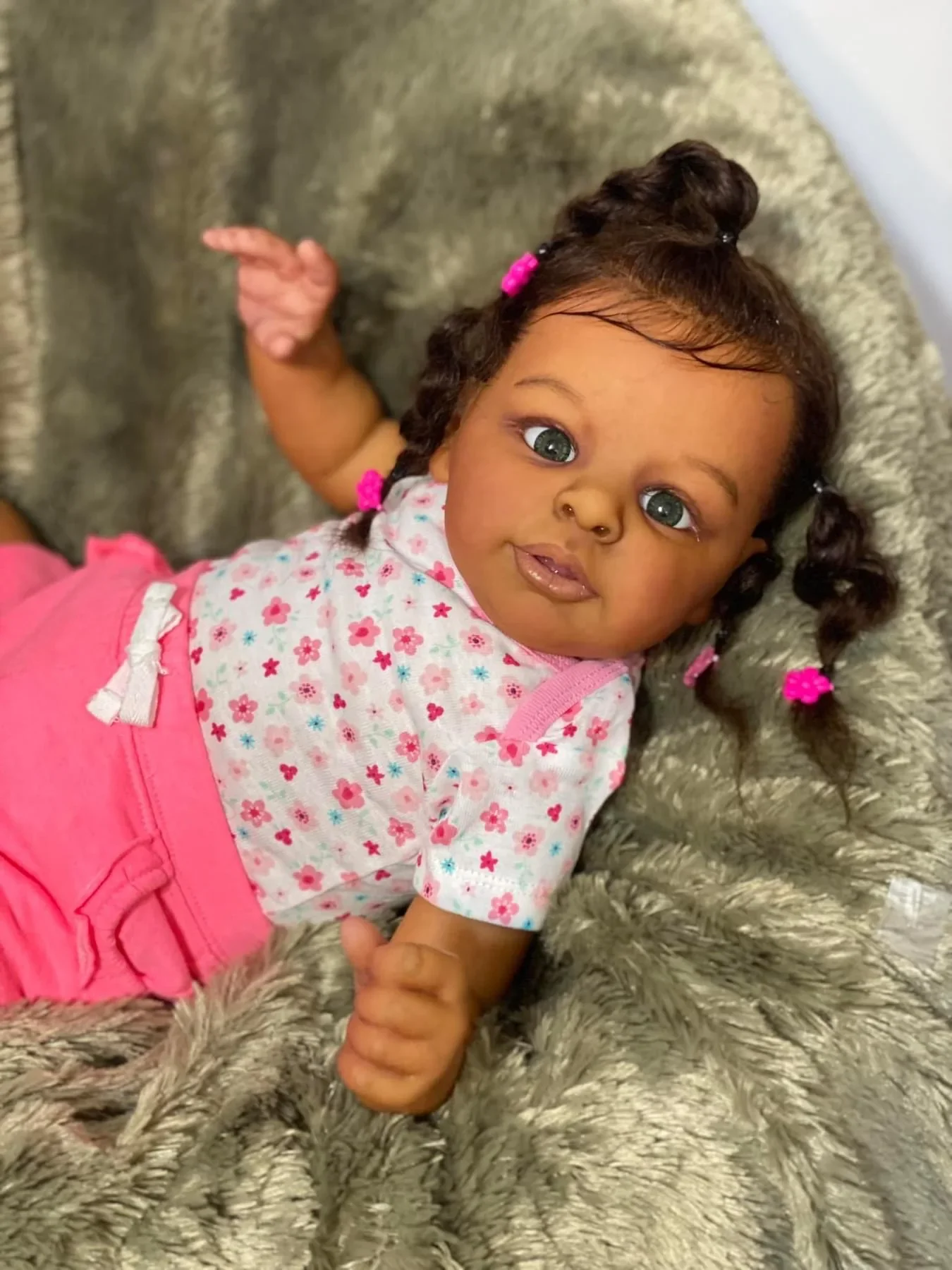 

NPK 24Inch Jaylan in Dark Brown Skin Color Soft Body Reborn Toddler African American Cuddly Baby Girl Doll Hand-rooted hair