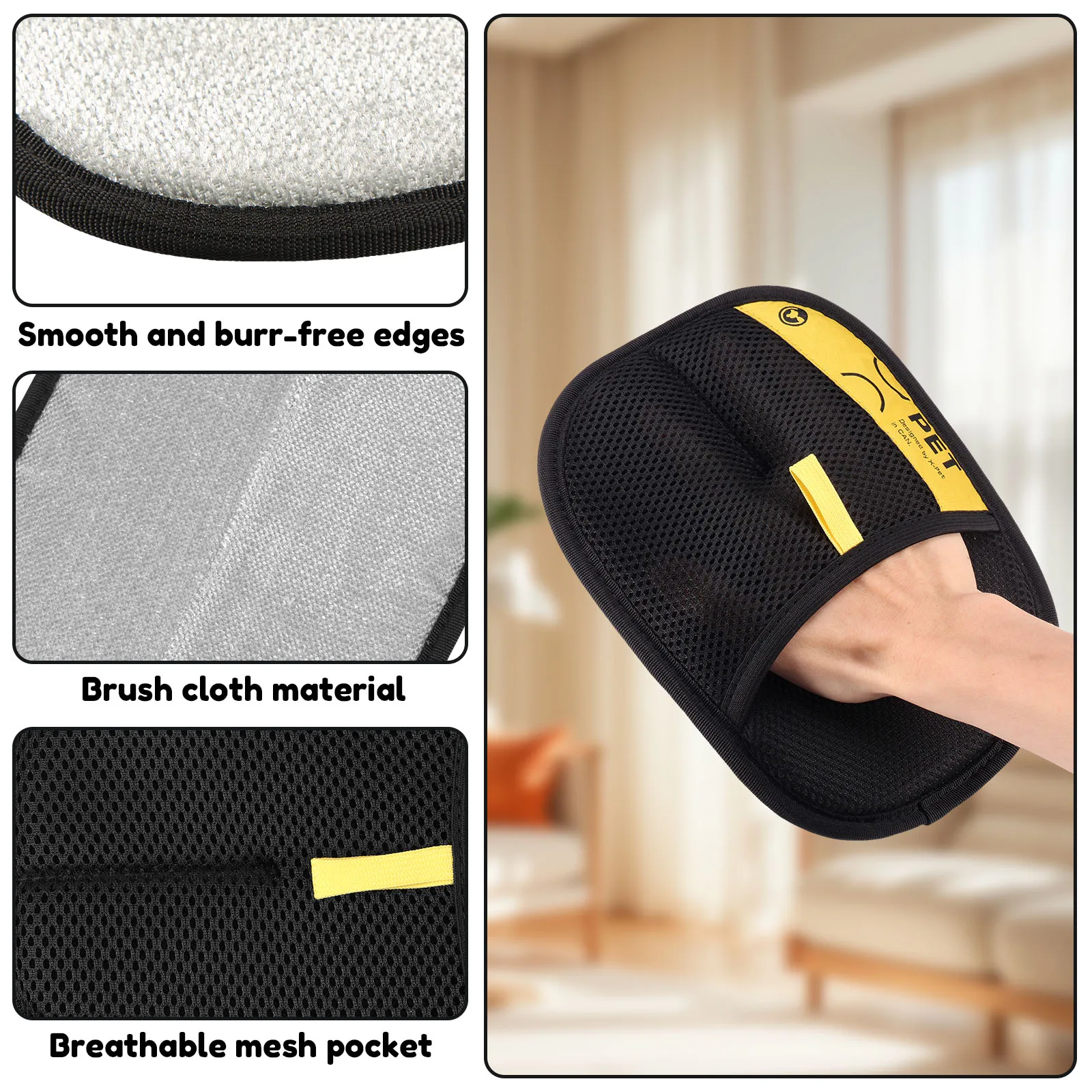 3 Pcs Pet Hair Remover Glove Reusable Static Removal Gloves Double-Sided Cat Dog Grooming Gloves Hair Removal Tool Pet Supplies