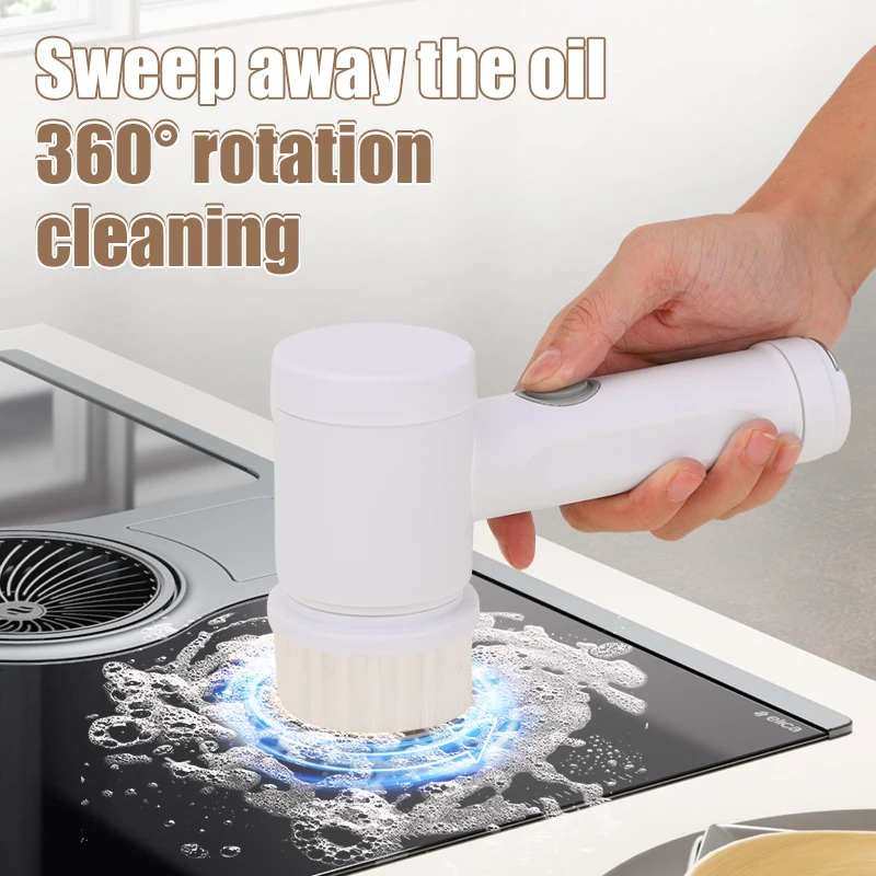Electric Cleaning brush, Electric spin scrubber cordless, 5 brush heads, powerful cleaning, for bathroom kitchen dishe
