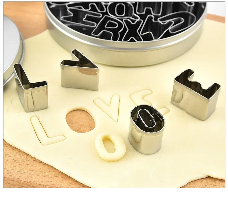 

26pcs Stainless Steel Alphabet Letter Cookie Cutters Mold Biscuit Number Cutter Moulds Fondant Cutter Set Set Cake Decorating