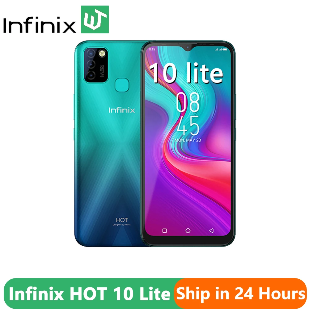 Global Version Infinix Hot 10 Lite 2GB 32GB 5000mAh Smart Phone Battery Helio A20 13MP Camera 6.6''HD 1600*720P latest infinix mobile phone