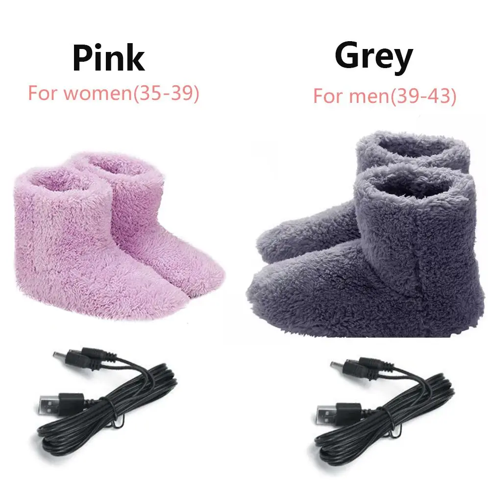 Useful Plush Comfortable USB Charging Foot Warmer Shoes Warm Foot Electric Heated Shoes Winter Warming Slipper 5