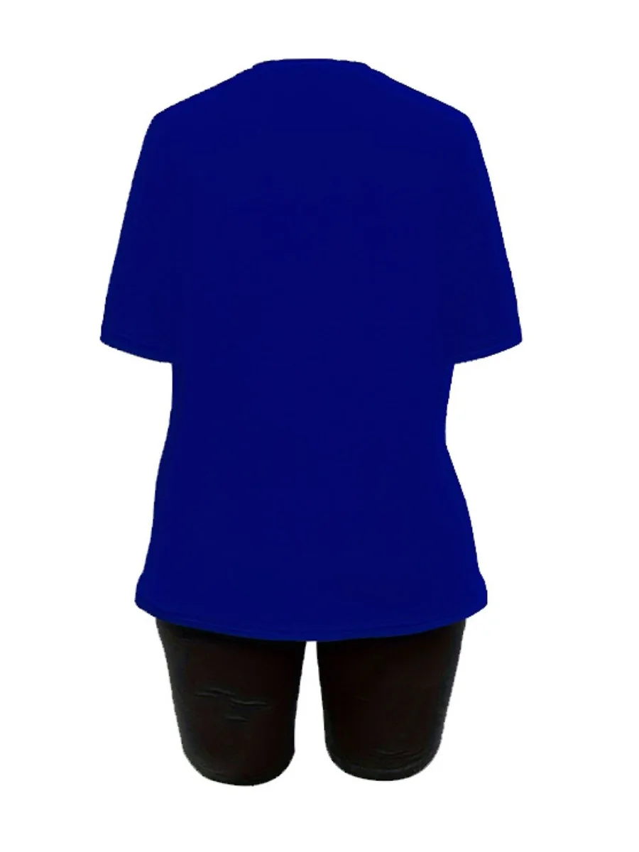 LW 레터 프린트 반바지 세트, 세련된 투피스 세트, 캐주얼 반팔 티셔츠, 스키니 반바지 세트, 여성 의류