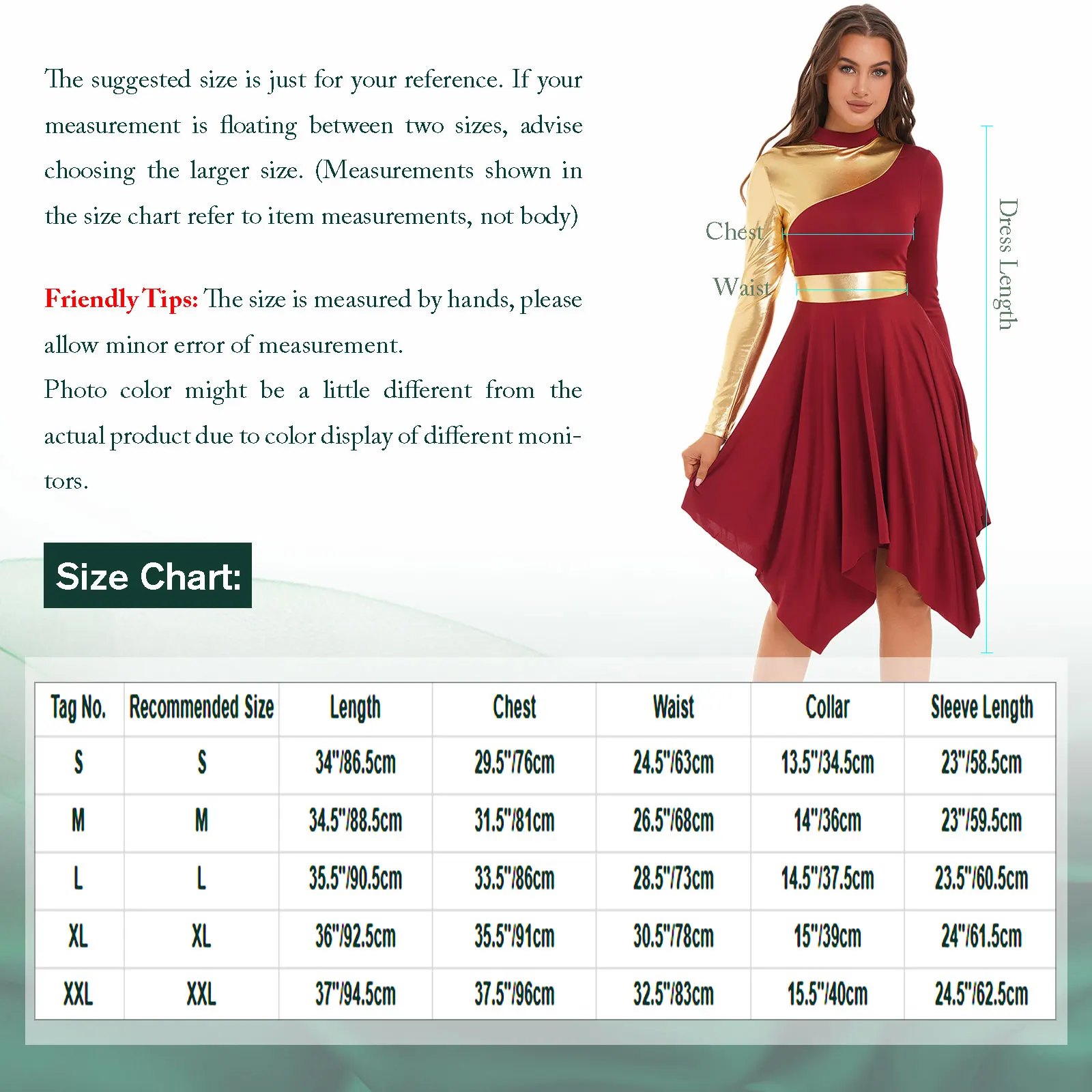 Womens Ballet Lyrical Dance Performance Costume Praise Etiquette Dance Dress Long Sleeve Modern Overlay Dress Waist Wrap