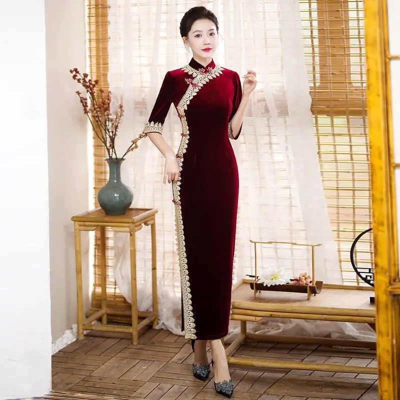 A456High end Mom Wedding Dress Spring/Summer Young Happy Grandma Wedding Banquet Dress