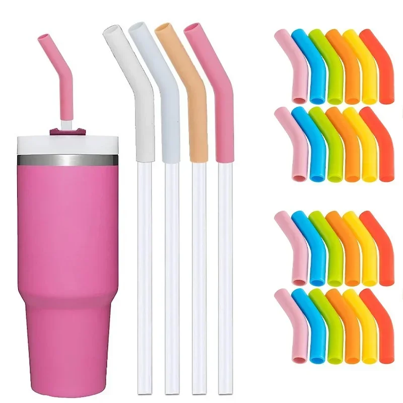 6pcs New High-end Metal Silicone Straw Covers 8mm Outer Diameter Food Grade Rubber Straw Covers Flex Elbow Hydraflow Straw