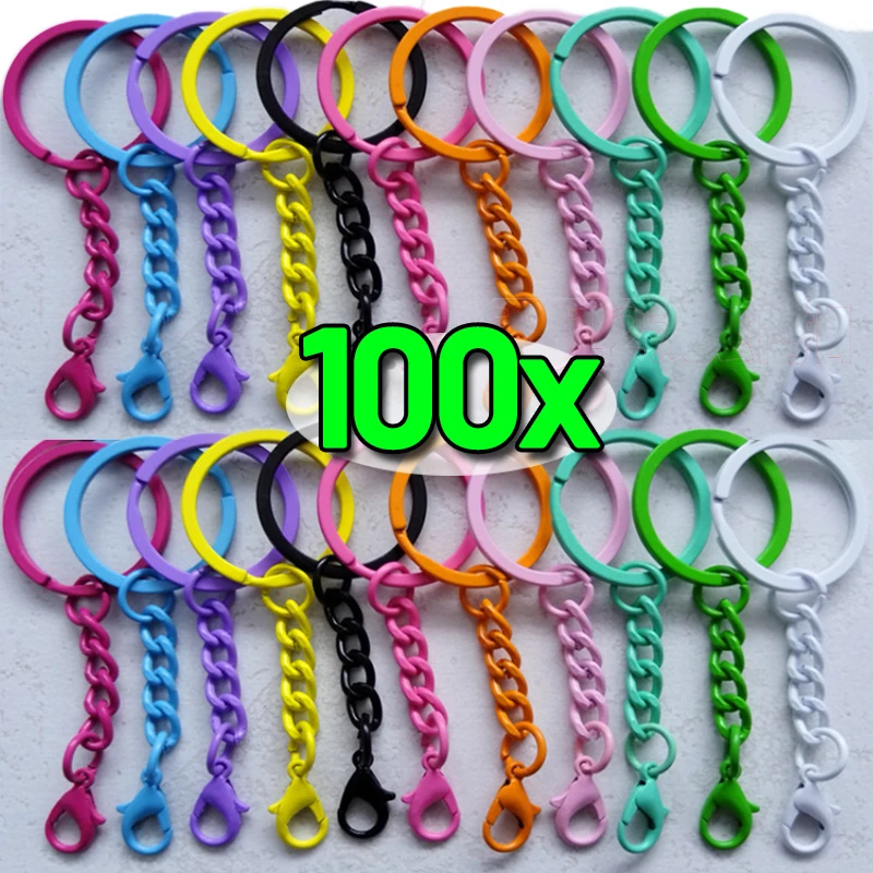 25mm Colorful Keyrings Chains Lobster Clasps DIY Jewelry Making Keychain Connector Hooks Bags Holder Buckle Accessories