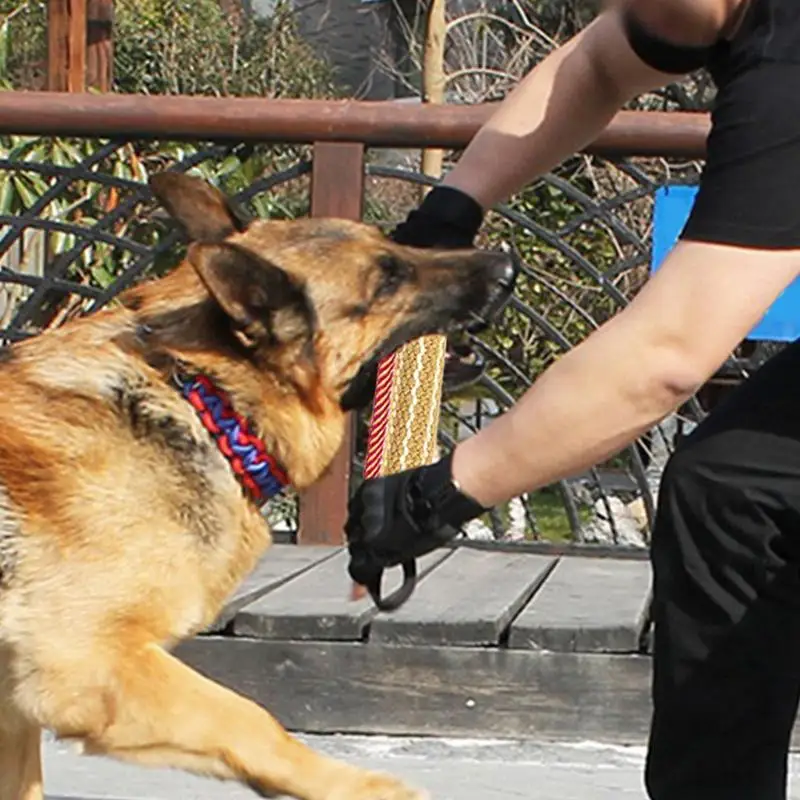 Dog Tug Toy Pet Bite Jute Tug Pillow With 2 Rope Handles Medium Large Dogs Training Toys for Malinois Pet Interative toy 3