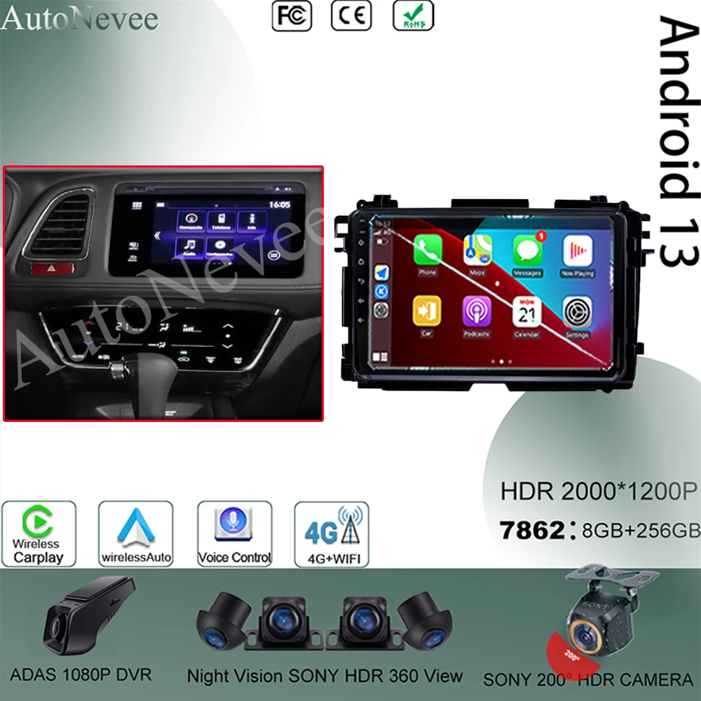 

Android 13 For Honda Vezel HR - V HRV HR V XRV 2015 - 2017 Car Radio Video GPS Bluetooth Carplay Player No 2din DVD DSP IPS WIFI