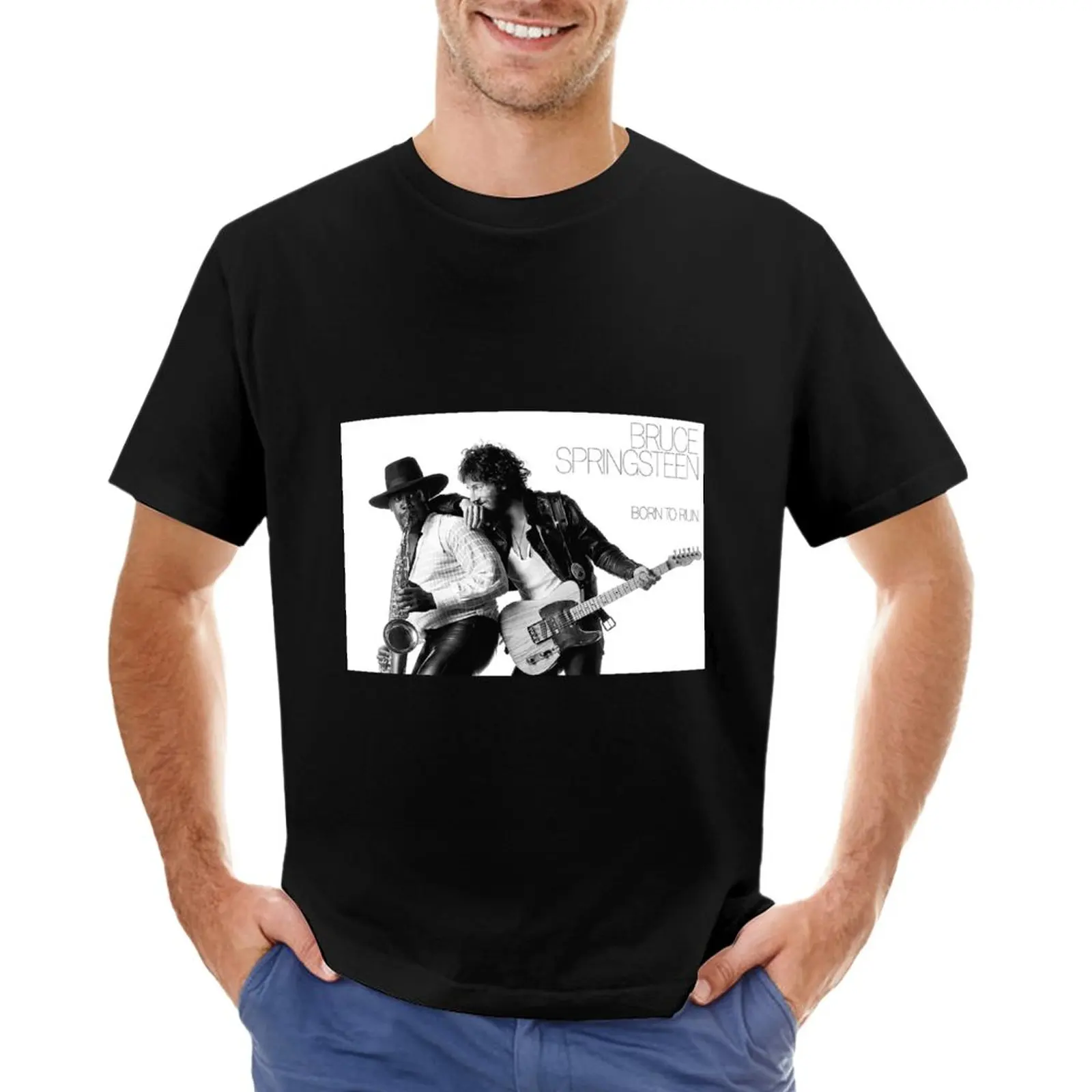 

Springsteens Born To Run Black And White Poster T-Shirt graphic t shirts custom t shirt mens white t shirts