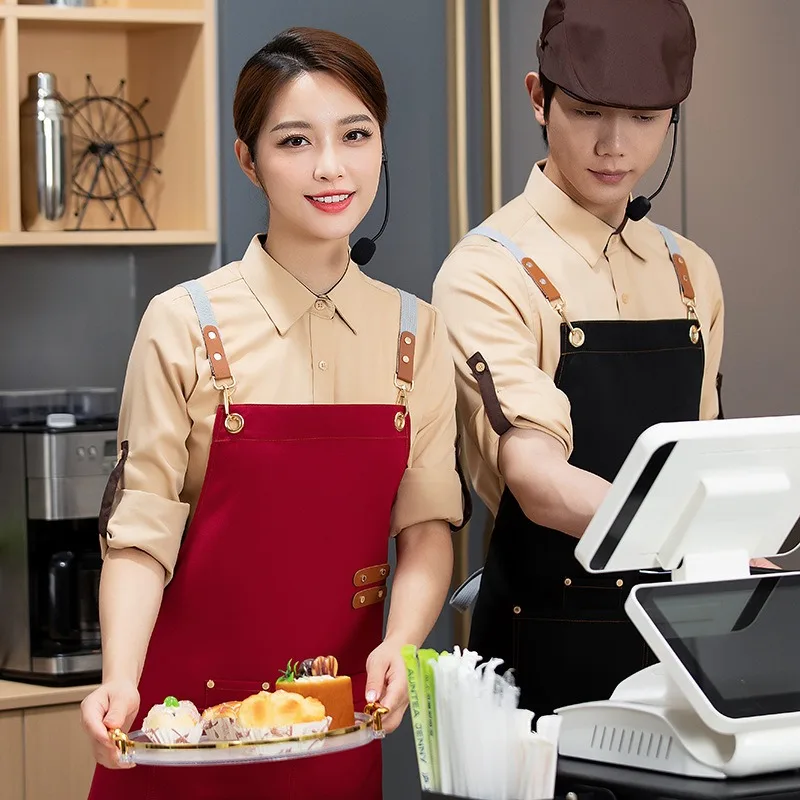 Apron Waterproof Oil Proof Catering Supermarket Restaurant Fruit Shop Family Milk Tea Work Clothes for Both Men and Women 2 S215731307c2647c2be322dbb04db1f438