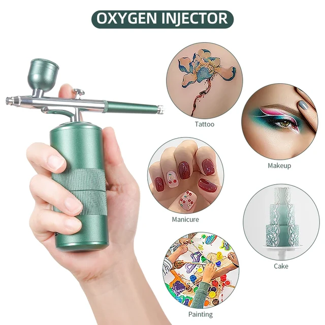 Blue Portable Nails Airbrush Kit With Compressor Oxygen Injector Nail Paint  Spray Gun Makeup Tattoo Cake Painting Nano Sprayer - AliExpress