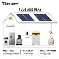 Tewaycell 51.2V 314Ah 16KWh Lifepo4 batterie 48V 15KWh Pack Powerwall intégré BMS ESS système de stockage solaire d'énergie domestique ue sans taxe 3