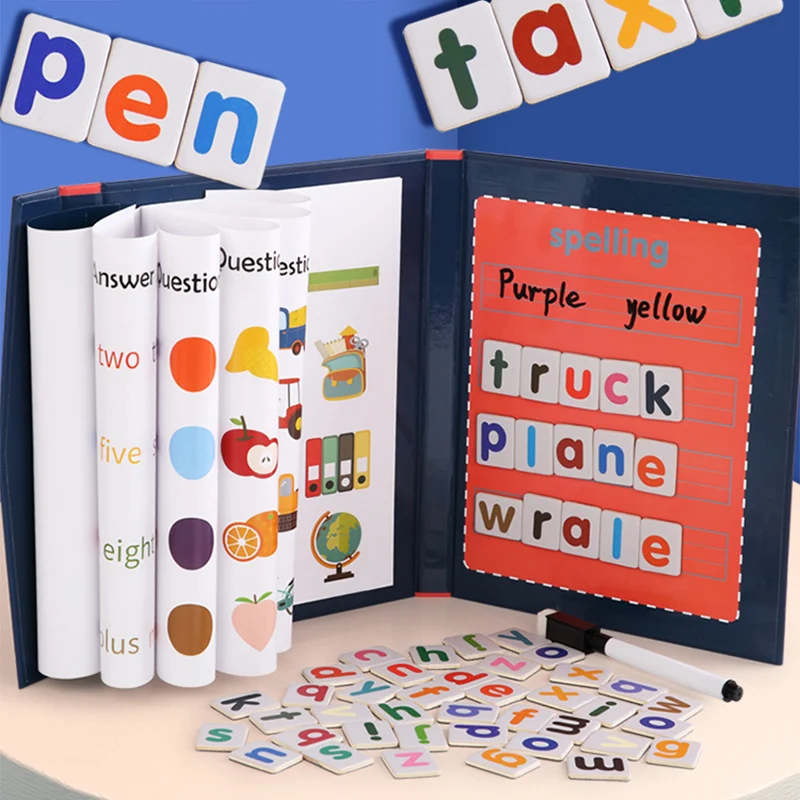 

New Book Clip Magnetic Spelling Word Game English Alphabet Puzzle Cognitive Toy Montessori Learning Educational Toy Gift
