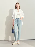 Amii Minimalism 2024 Summer New Casual Basics Denim Jeans Ankle-length Female Cloth Label Decorated Slim Tapered Pants 12442265 - Image 3