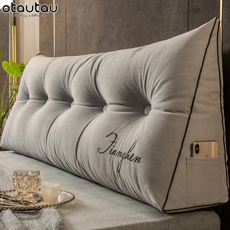 King Size Bed Sofa Cushion Cover Soft 3d Velvet Triangle Headboard Seat Back Pillowcase Decor