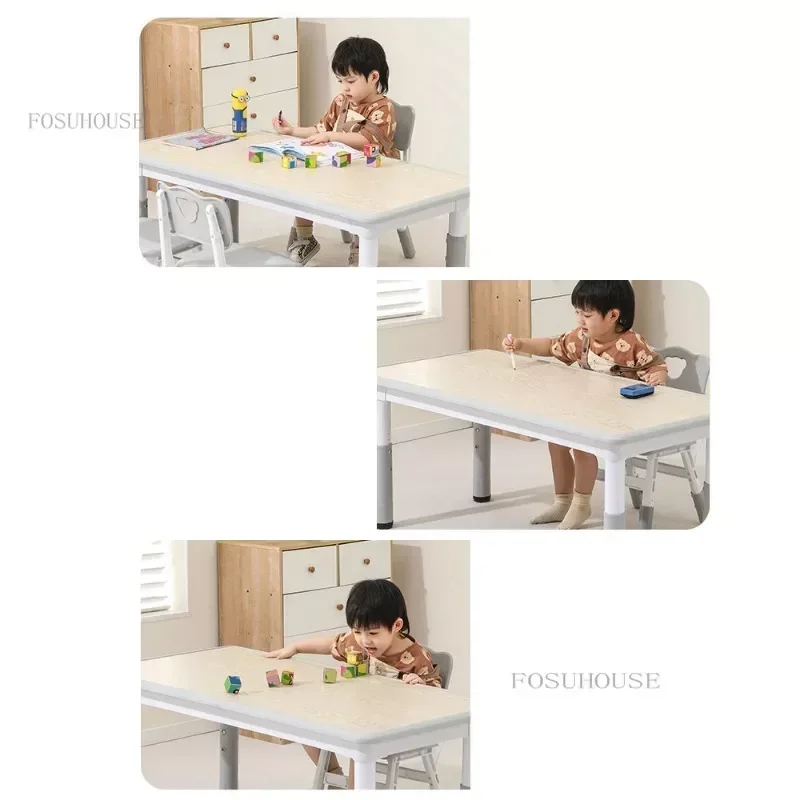 Special Kindergarten Table and Chair Set for Kids Liftable Rectangular Household Plastic Table Early Education Toy Desks