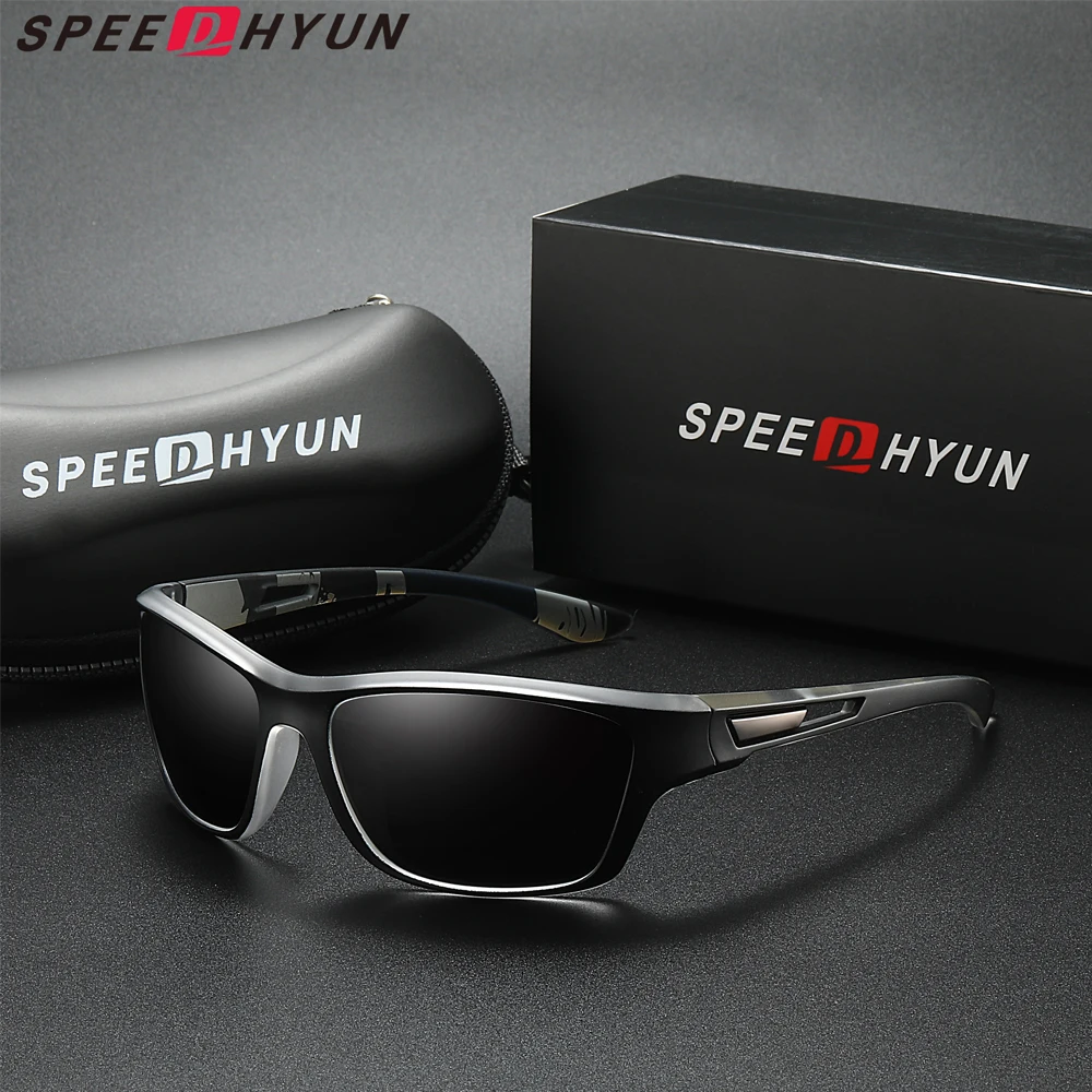 SPEEDHYUN 초경량 편광 선글라스, 남성 패션, 스포츠 랩 스타일 안경, 남성 사이클링 여행 안경, UV400