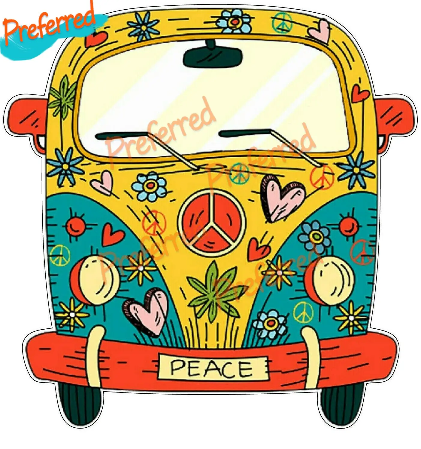 Автомобильная виниловая наклейка Hippie Van Volkswagen | Автомобили и мотоциклы