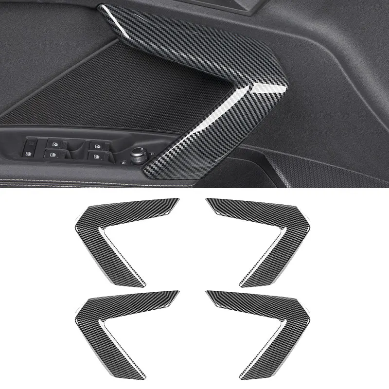 

For Audi A3 8Y 2019 2020 2021 Car Carbon Fiber Texture Interior Door Panel Handle Grab Cover Protective Trim