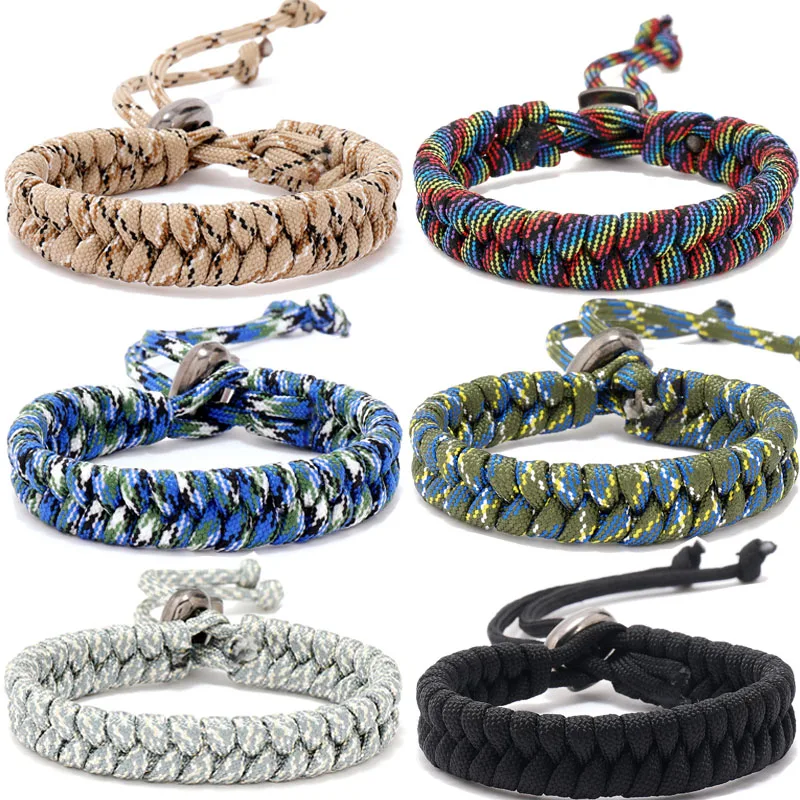 OutdoorSportyParachuteCordSurvivalBraceletforMenWomenHandmade