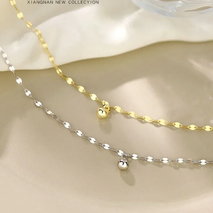 PONYKISS 925 Sterling Silver Bead Geometric Charm Anklets for Women Classic Fine Jewelry Minimalist Light Luxury Accessories