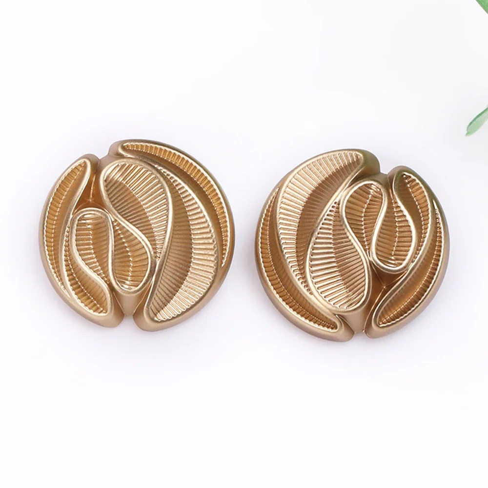 10 Pieces/set Striped Design Metal Buttons for Coats, Dresses and Jackets, Elegant and Simple Gold-coloured Decorative Buttons 4