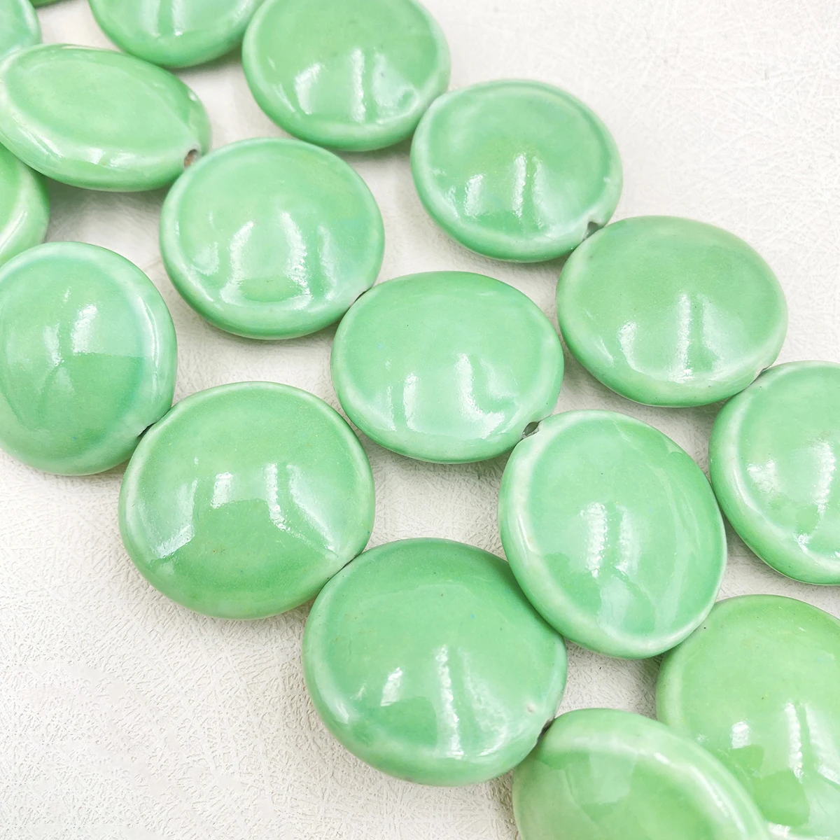 

7Pcs 28*14MM Big Flat Round Ceramic Beads For Necklace Making DIY Porcelain