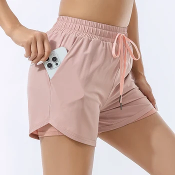 Women’s High-Waist Double-Layer Sports Shorts 1