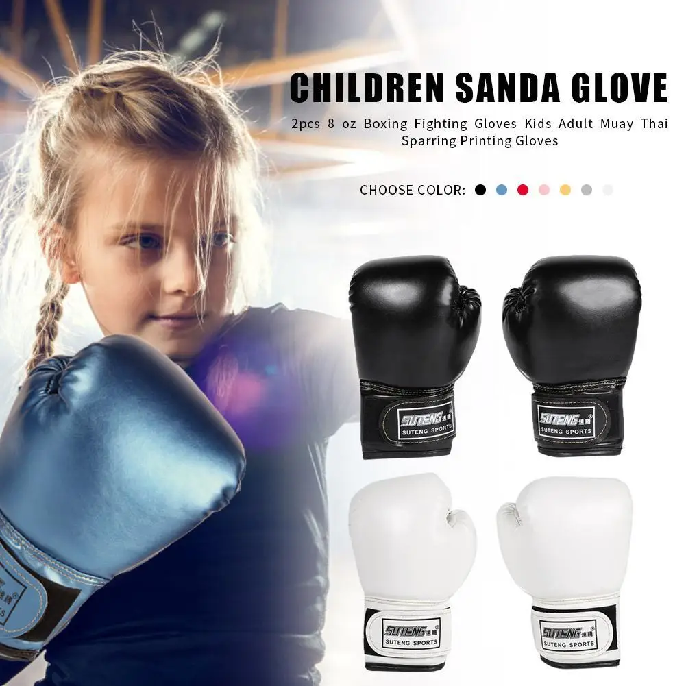 2Pcs Kids Boxing Gloves PU Leather Training Gloves Breathable Kickboxing Muay Thai Mitts for Boys Girls Youth