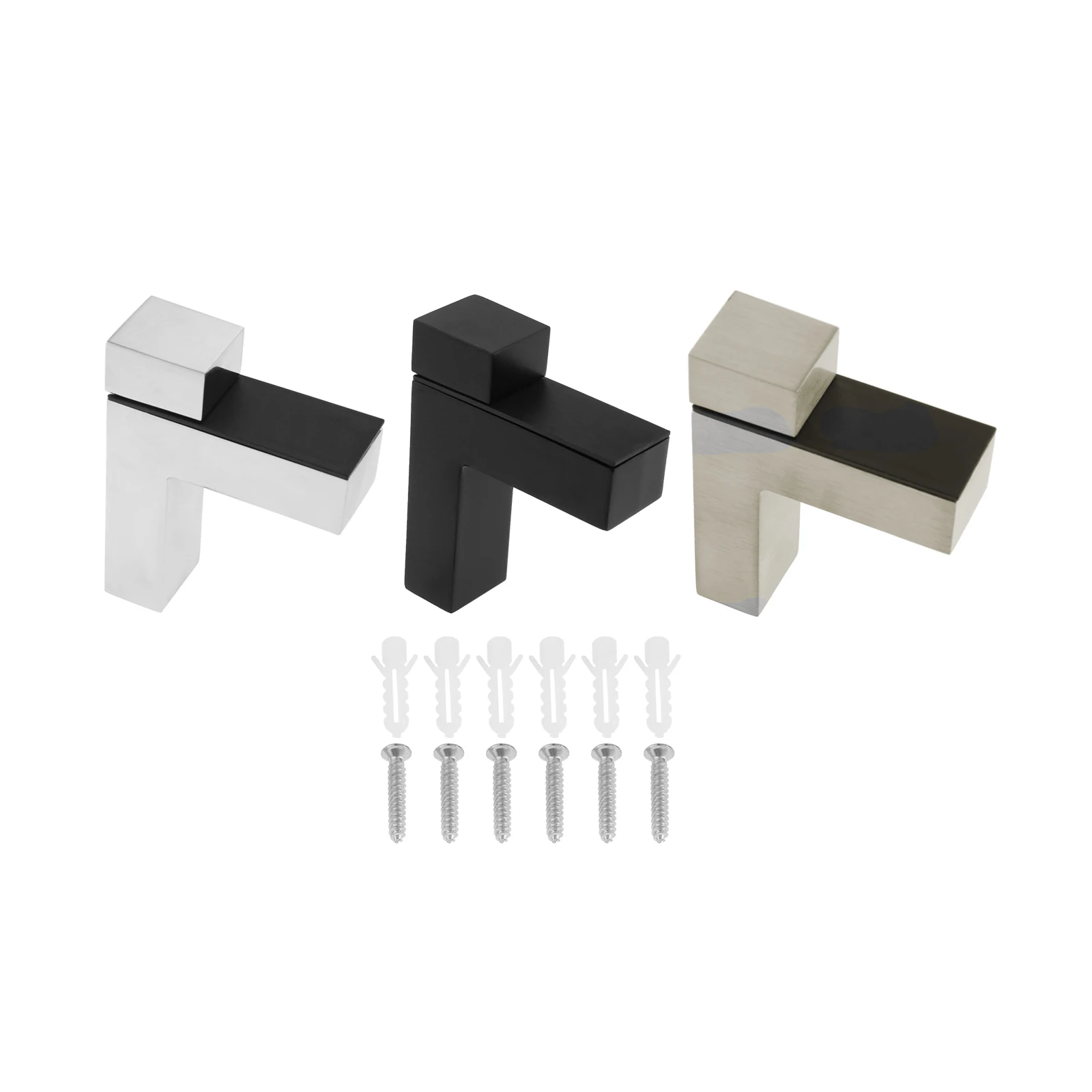 4개 조절 가능한 선반 브래킷, 3-20mm/0.12-0.79인치 두께의 유리/목재 선반 지지대, 나사 포함 플로팅 선반용