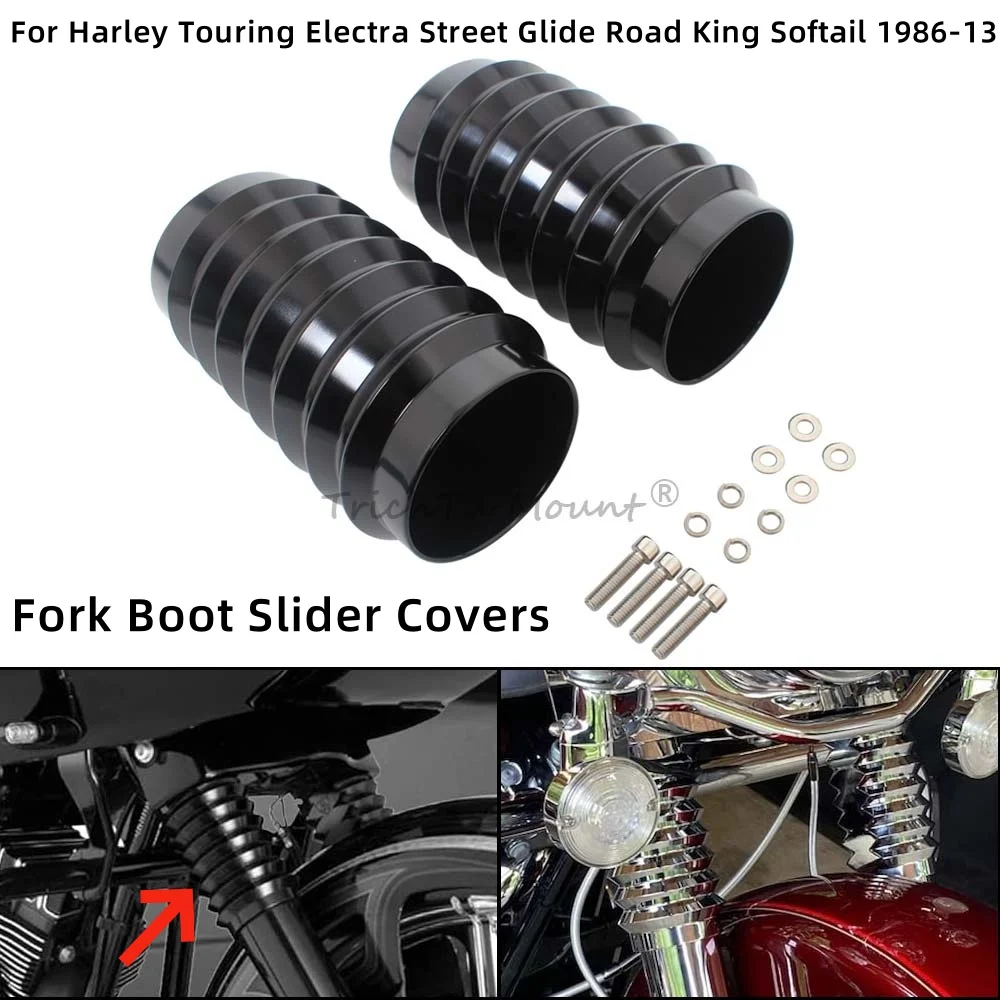

Motorcycle CNC Alumium Upper Shock Absorber Front Fork Boot Slider Cover For Harley Touring Road King Electra Street Glide 86-13