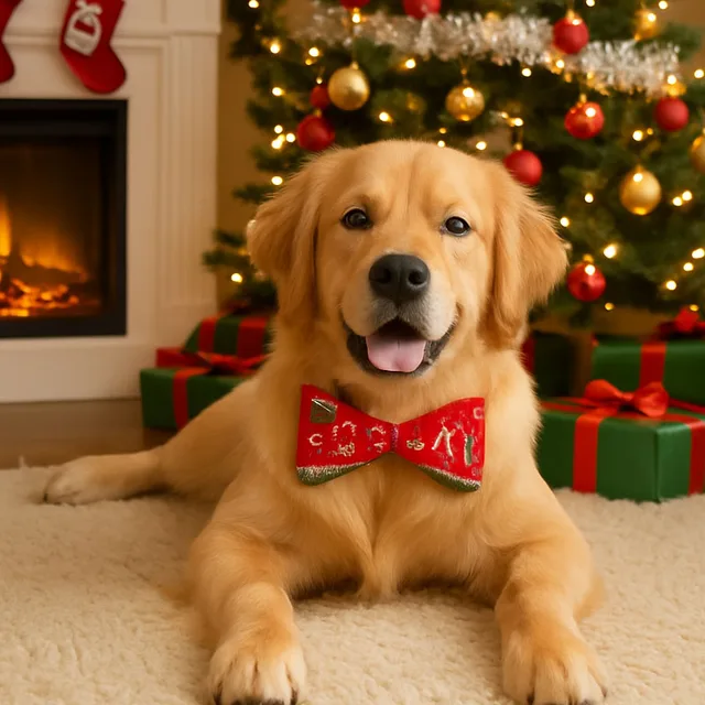 Pet Christmas Bow Tie Dog Collar with Bowknot Stylish Holiday Pet Accessory for Dogs Perfect for Christmas and Special Occasions 5