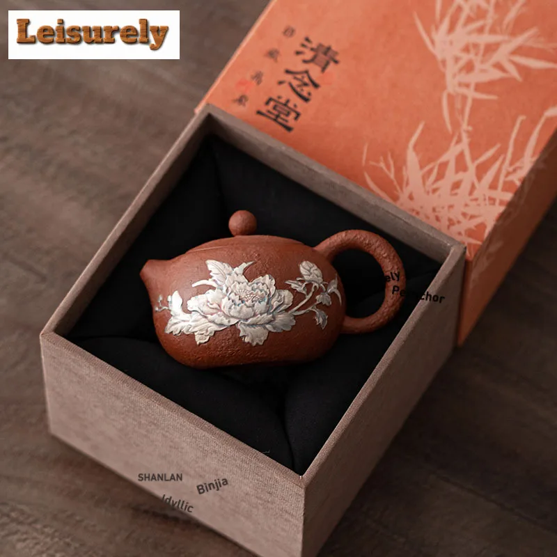 170ml Gilt Silver Peony Xishi Teapot Traditional Tea Infuser Pot Tea Making Kettle With Strainer Cafes Accessories Decoration