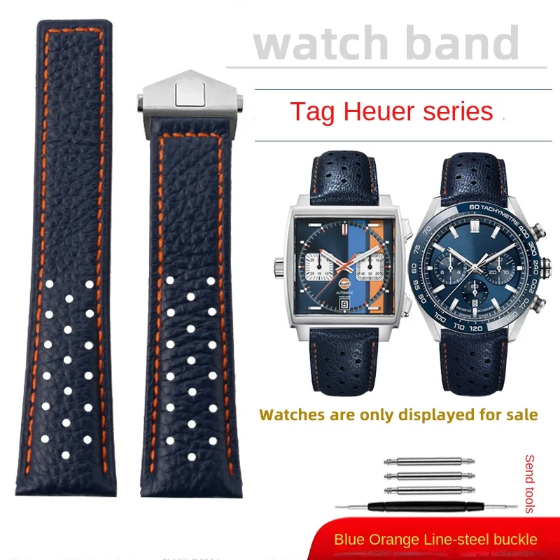Premium 22mm Breathable Cowhide Leather Men's Watch Strap