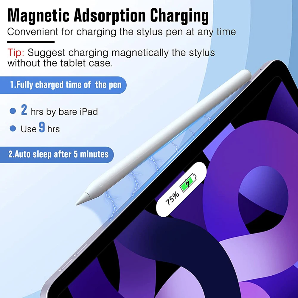 Caneta Stylus de Carregamento Magnético sem Fio Rejeição de Palma Inclinação Apple Lápis Ipad Air Pro 11 12.9 Mini 2023 - Imagem 4
